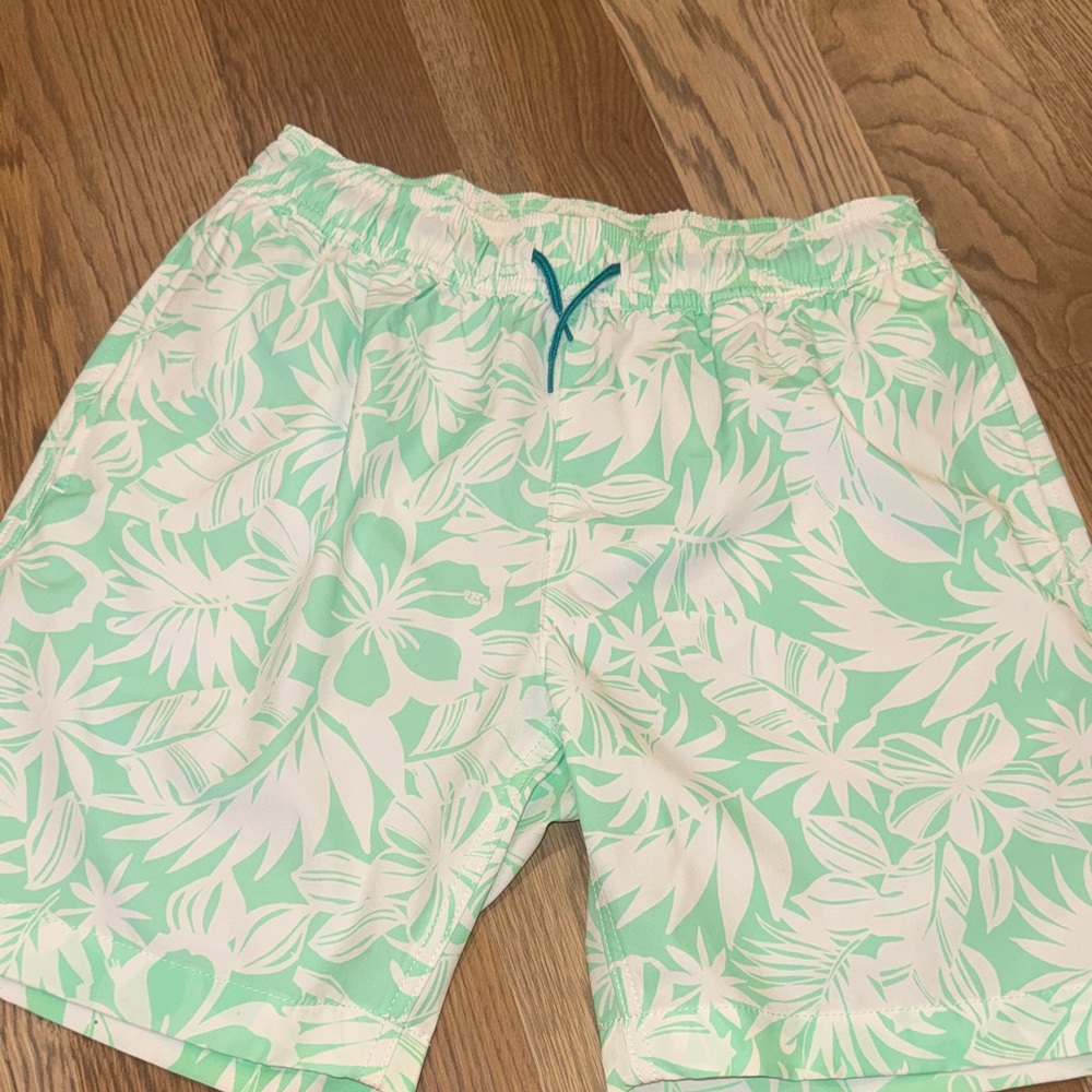 Crewcuts Mint Green and White Floral Swimtrunks
